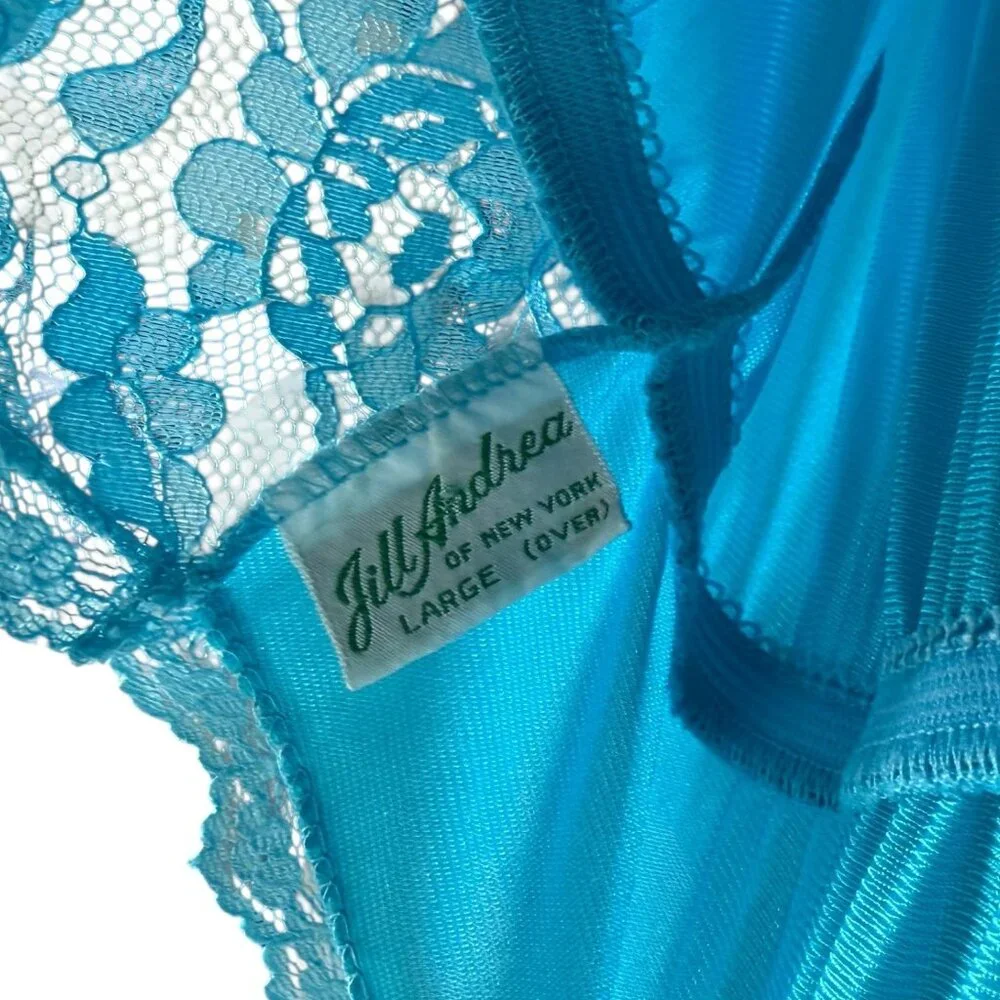 Vintage Jill Andrea Babydoll Lace Maxi Slip Dress Blue Large Y2K Fairy Whimsical - Picture 5 of 9